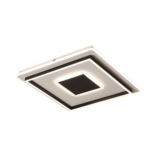 Modern Black LED Flush-Mount Ceiling Lamp with Acrylic Shade - Living Room Light, White/3 Color Light