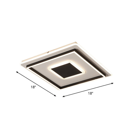 Modern Black LED Flush-Mount Ceiling Lamp with Acrylic Shade - Living Room Light, White/3 Color Light