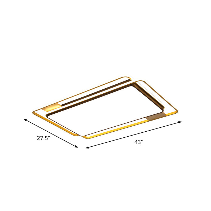 Simple Grey LED Rectangle Flush Mount Light, Acrylic Close to Ceiling Lamp, Warm/White/3 Color Light, 37.5"/43" W