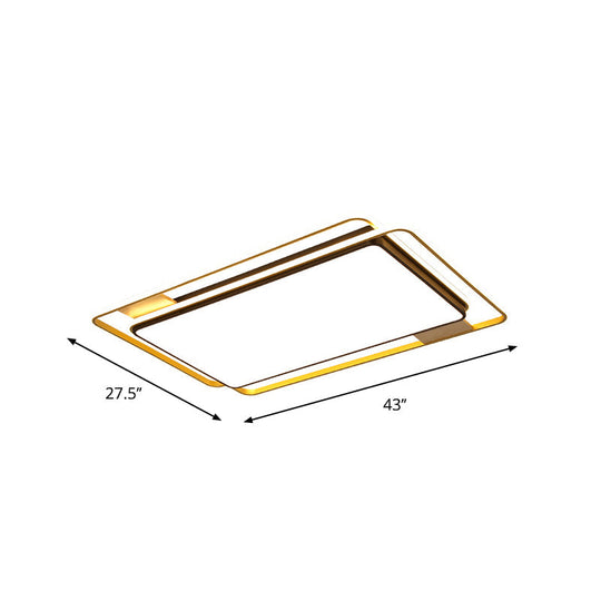 Simple Grey LED Rectangle Flush Mount Light, Acrylic Close to Ceiling Lamp, Warm/White/3 Color Light, 37.5"/43" W