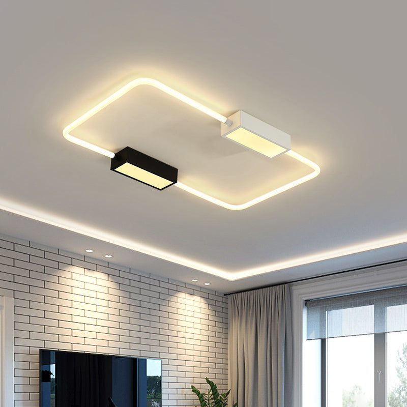 Modern LED Ceiling Mount Lamp: White Round/Square/Rectangular Flush Mount with Acrylic Shade – Warm/White Light