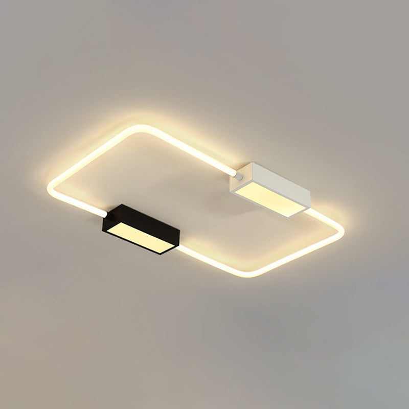 Modern LED Ceiling Mount Lamp: White Round/Square/Rectangular Flush Mount with Acrylic Shade – Warm/White Light