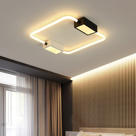 Modern LED Ceiling Mount Lamp: White Round/Square/Rectangular Flush Mount with Acrylic Shade – Warm/White Light