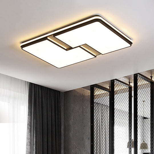 Minimalistic Black & White LED Flushmount Ceiling Light with Split Design and Multi-Color Options