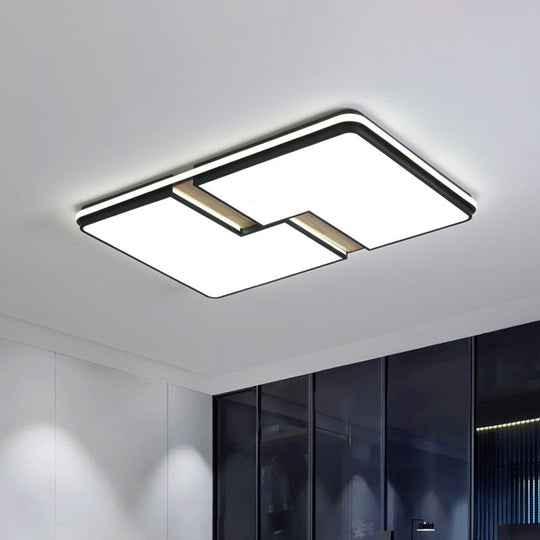Minimalistic Black & White LED Flushmount Ceiling Light with Split Design and Multi-Color Options