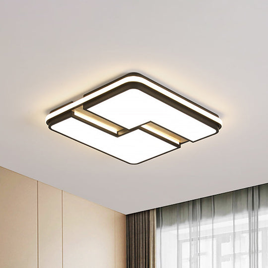 Minimalistic Black & White LED Flushmount Ceiling Light with Split Design and Multi-Color Options