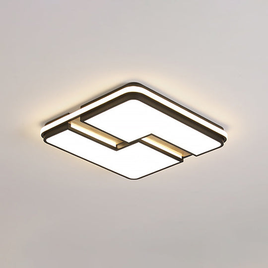 Minimalistic Black & White LED Flushmount Ceiling Light with Split Design and Multi-Color Options