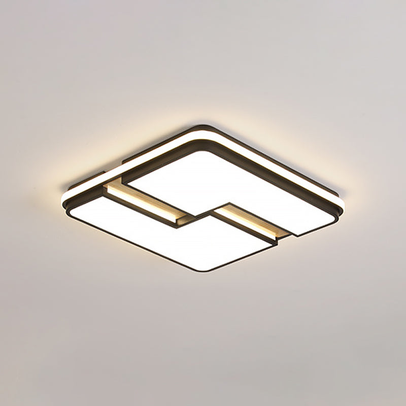 Minimalistic Black & White Led Flushmount Ceiling Light With Split Design And Multi-Color Options