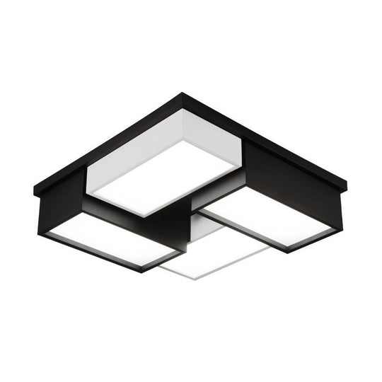 Contemporary Metal LED Flush Mount Light in Black and White for Living Room