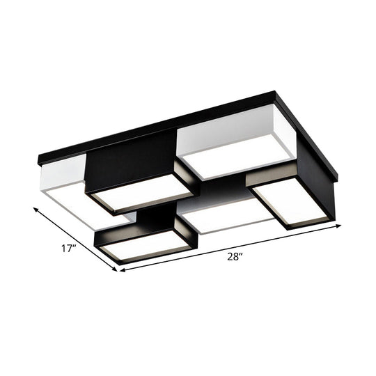 Contemporary Metal LED Flush Mount Light in Black and White for Living Room