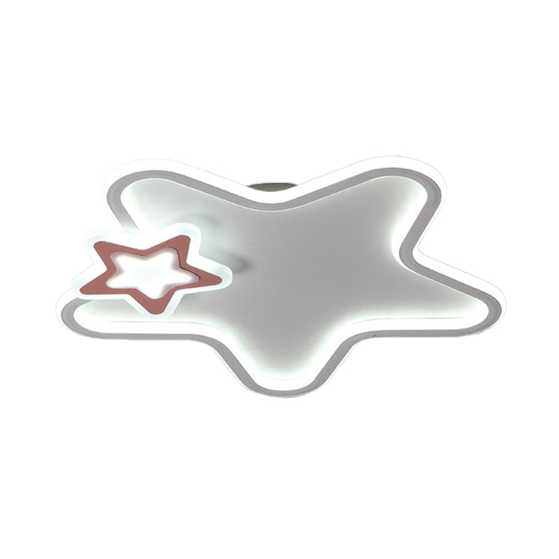 Kid's Star Flush Ceiling Light: Cartoon Acrylic Black/Blue/Pink LED Lamp (Warm/White Light)