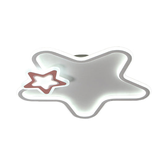 Kid's Star Flush Ceiling Light: Cartoon Acrylic Black/Blue/Pink LED Lamp (Warm/White Light)