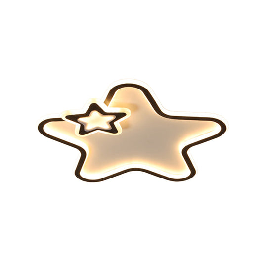 Kid's Star Flush Ceiling Light: Cartoon Acrylic Black/Blue/Pink LED Lamp (Warm/White Light)