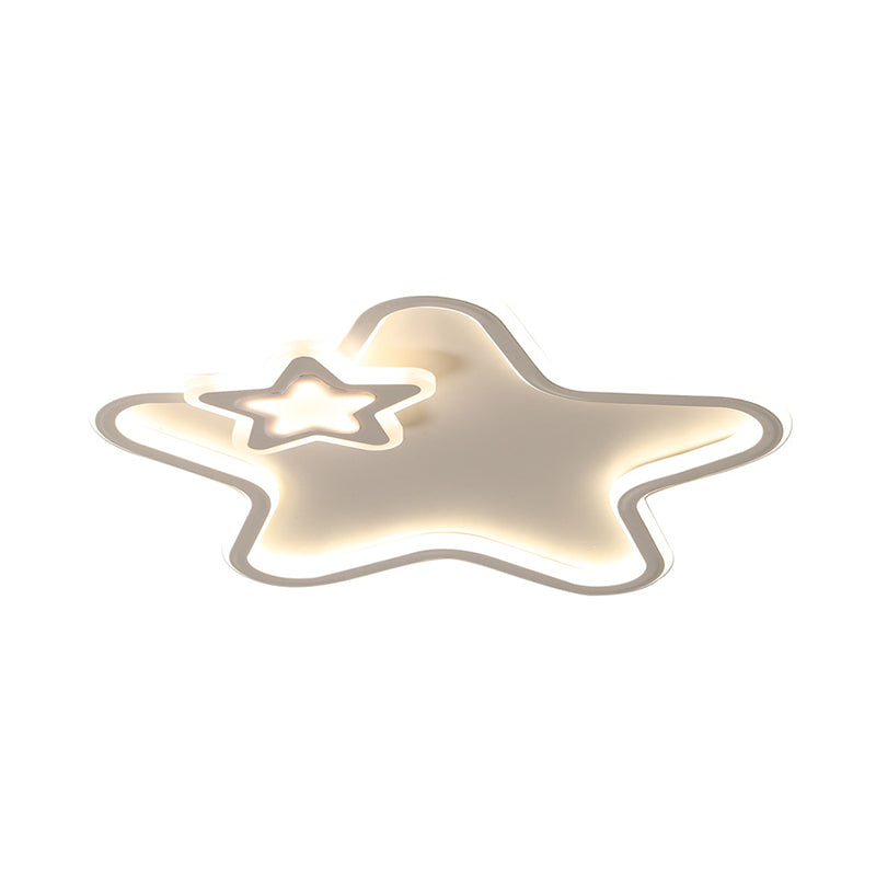 Kid's Star Flush Ceiling Light: Cartoon Acrylic Black/Blue/Pink LED Lamp (Warm/White Light)