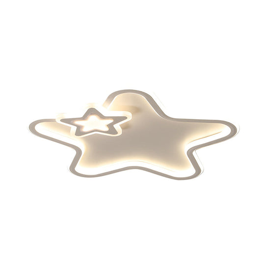 Kid's Star Flush Ceiling Light: Cartoon Acrylic Black/Blue/Pink LED Lamp (Warm/White Light)