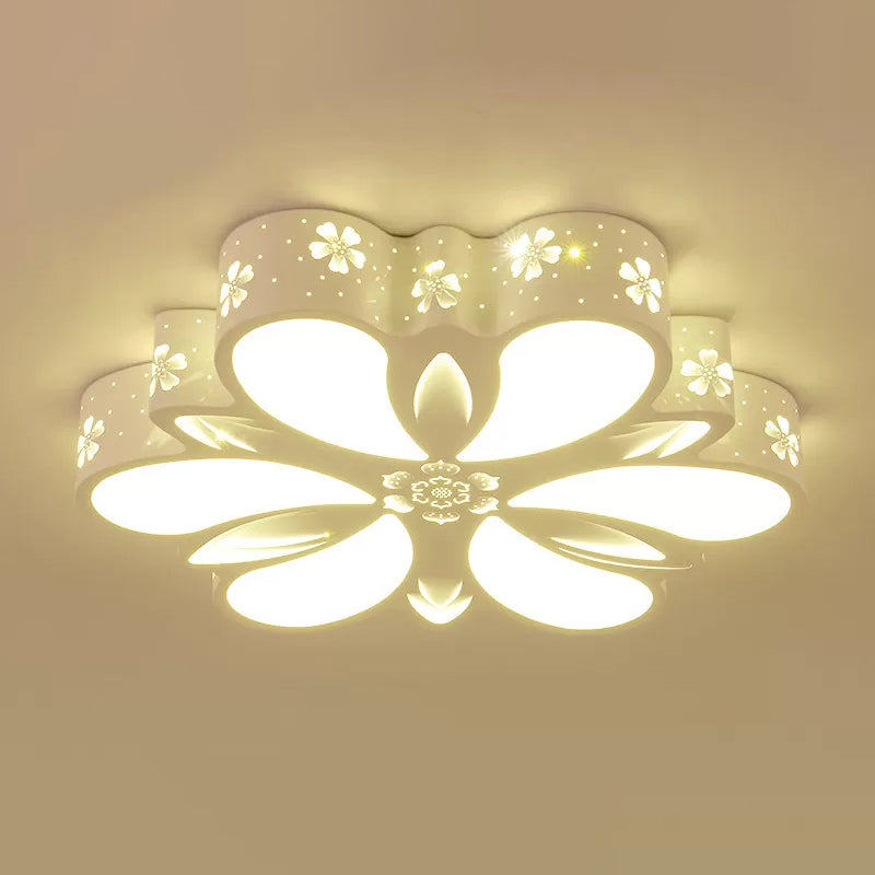 Contemporary Acrylic LED Flush Mount Ceiling Light: Cut-out Flower Design, Warm/White/3 Color Lighting