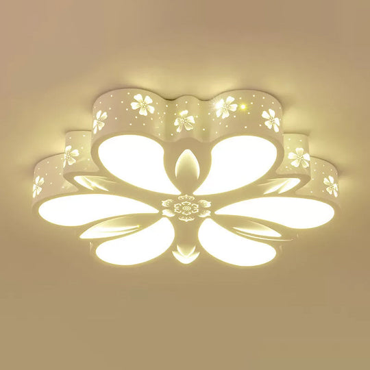 Contemporary Acrylic LED Flush Mount Ceiling Light: Cut-out Flower Design, Warm/White/3 Color Lighting