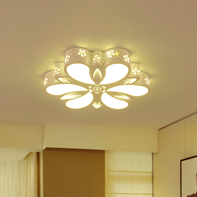 Contemporary Acrylic LED Flush Mount Ceiling Light: Cut-out Flower Design, Warm/White/3 Color Lighting