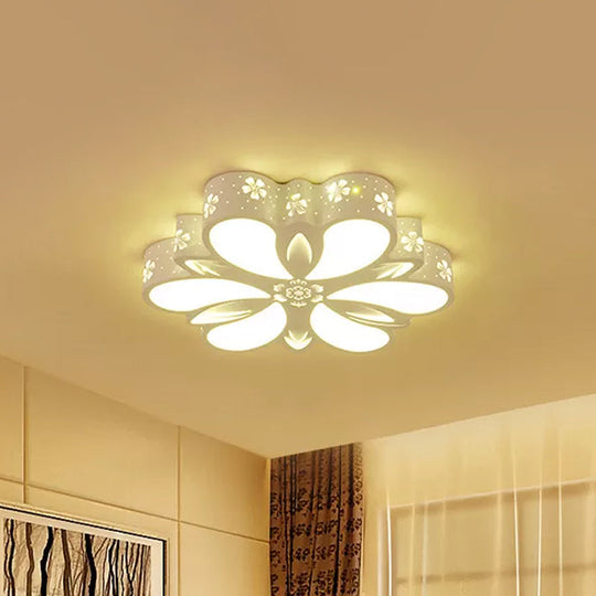 Contemporary Acrylic LED Flush Mount Ceiling Light: Cut-out Flower Design, Warm/White/3 Color Lighting