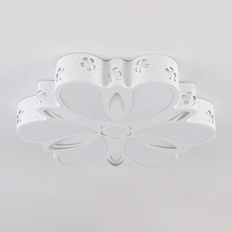 Contemporary Acrylic LED Flush Mount Ceiling Light: Cut-out Flower Design, Warm/White/3 Color Lighting