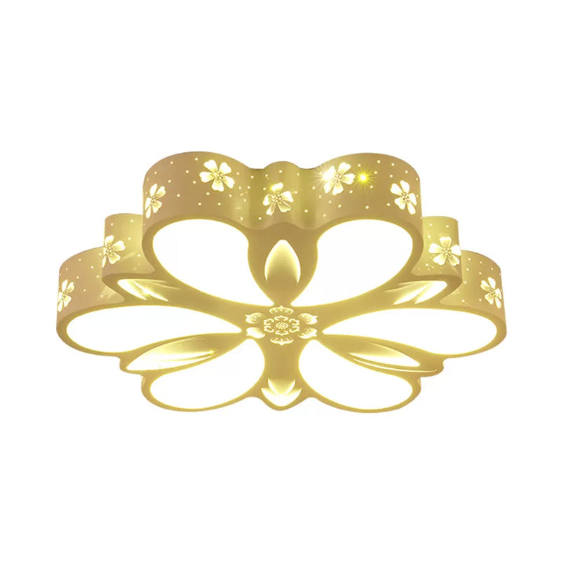 Contemporary Acrylic LED Flush Mount Ceiling Light: Cut-out Flower Design, Warm/White/3 Color Lighting