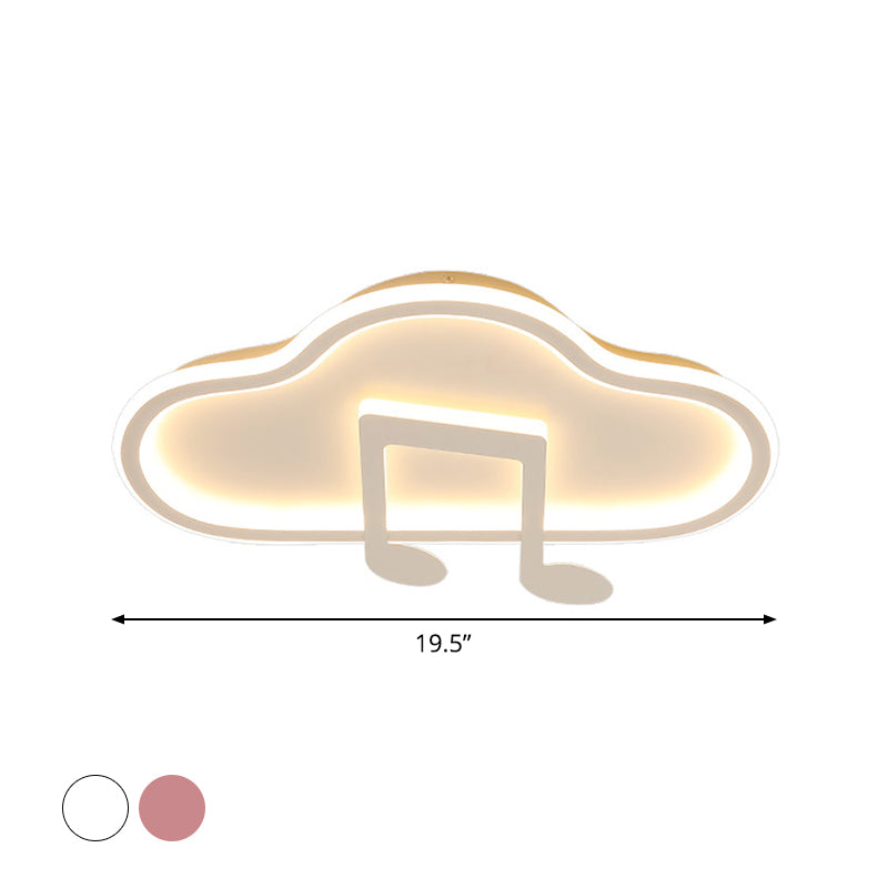 Creative Kids White/Pink Cloud Flush Light Fixture - 19.5"/23.5" Wide LED Ceiling Lamp with Warm/White Light - Acrylic Mount