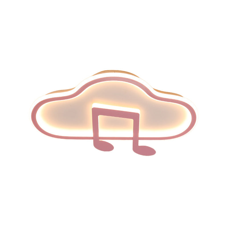 Creative Kids White/Pink Cloud Flush Light Fixture - 19.5/23.5 Wide Led Ceiling Lamp With Warm/White