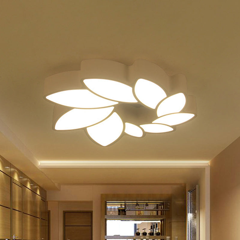 Sleek Flush Mount Led Acrylic Ceiling Light: White Wreath Design With Warm/White/3-Color Lighting