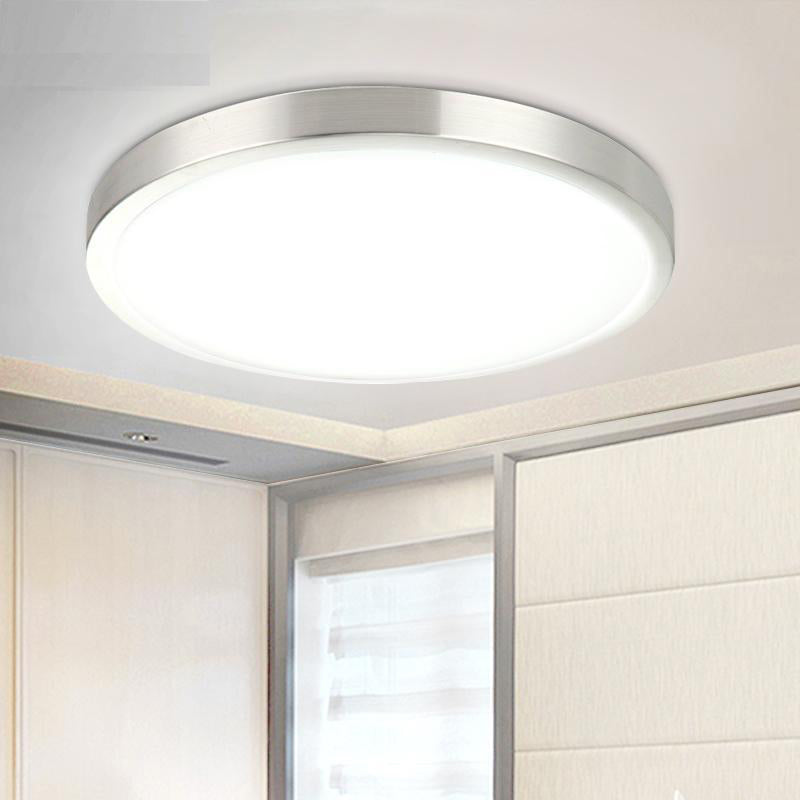 Silver Round Flush Ceiling Light - 14/16 Wide Led Acrylic Mount Lamp In Warm/White For Living Room