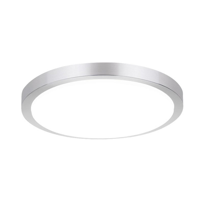 Silver Round Flush Ceiling Light - 14"/16" Wide LED Acrylic Flush Mount Lamp in Warm/White Light for Living Room