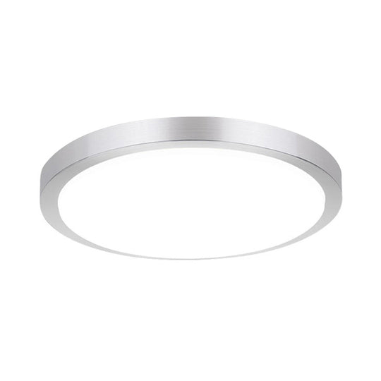 Silver Round Flush Ceiling Light - 14"/16" Wide LED Acrylic Flush Mount Lamp in Warm/White Light for Living Room