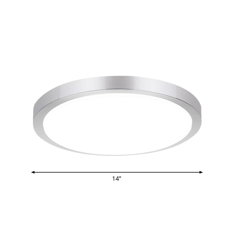 Silver Round Flush Ceiling Light - 14"/16" Wide LED Acrylic Flush Mount Lamp in Warm/White Light for Living Room