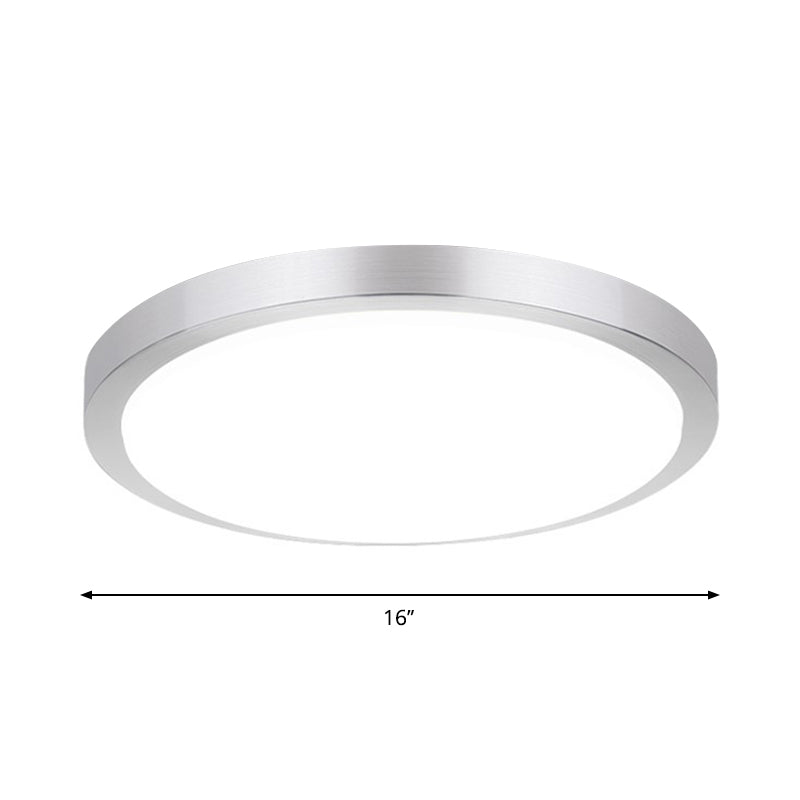 Silver Round Flush Ceiling Light - 14"/16" Wide LED Acrylic Flush Mount Lamp in Warm/White Light for Living Room