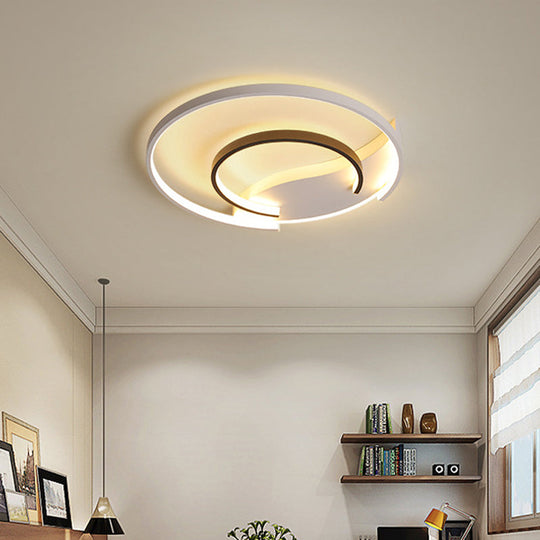 Acrylic Hoop Ceiling Lamp with LED Flush Mount - 16"/19.5" Simplicity Black-White Design in Warm, White, or 3 Color Light Options