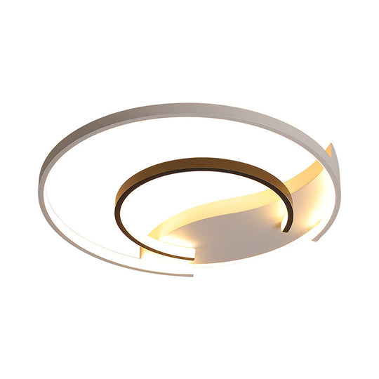 Acrylic Hoop Ceiling Lamp with LED Flush Mount - 16"/19.5" Simplicity Black-White Design in Warm, White, or 3 Color Light Options