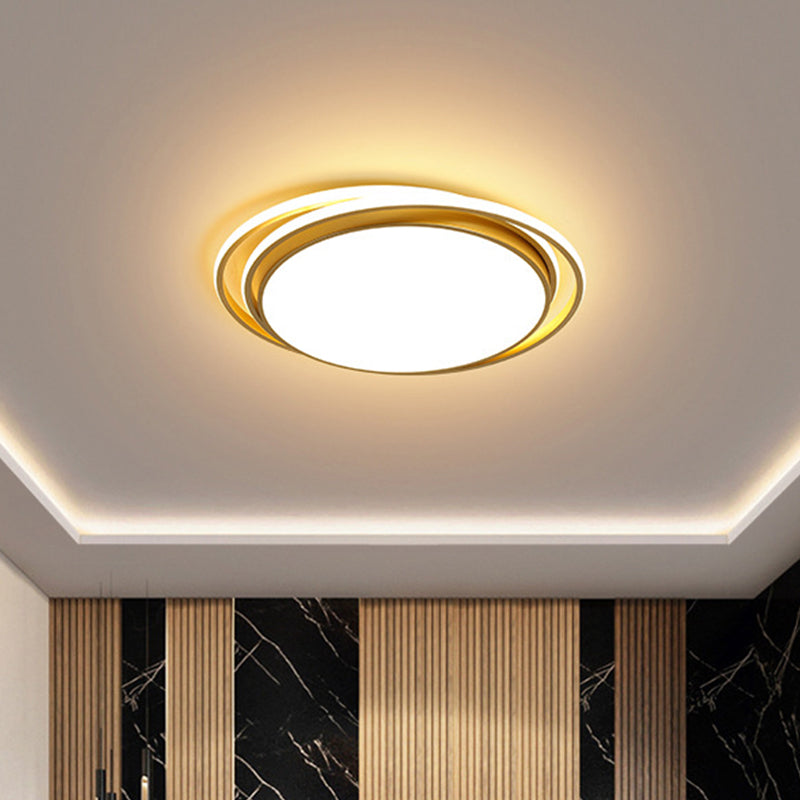15"/19" Extra-Thin Round Flush Mounted LED Ceiling Lamp - Minimalistic Acrylic Design in Black/White/Gold