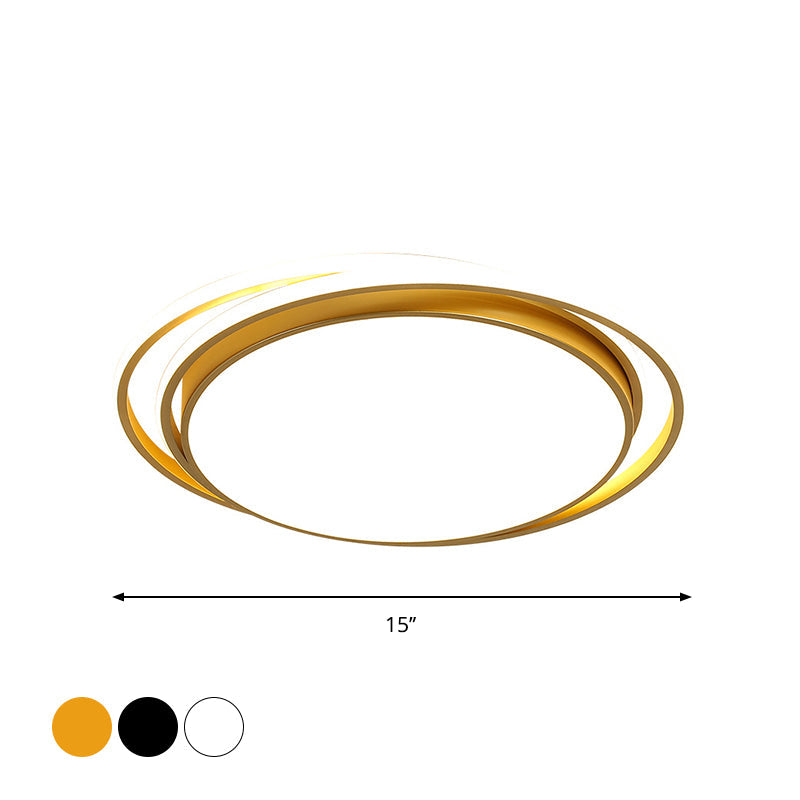 15"/19" Extra-Thin Round Flush Mounted LED Ceiling Lamp - Minimalistic Acrylic Design in Black/White/Gold