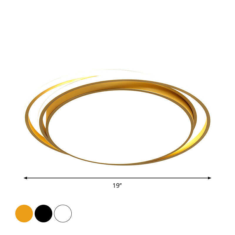 15"/19" Extra-Thin Round Flush Mounted LED Ceiling Lamp - Minimalistic Acrylic Design in Black/White/Gold