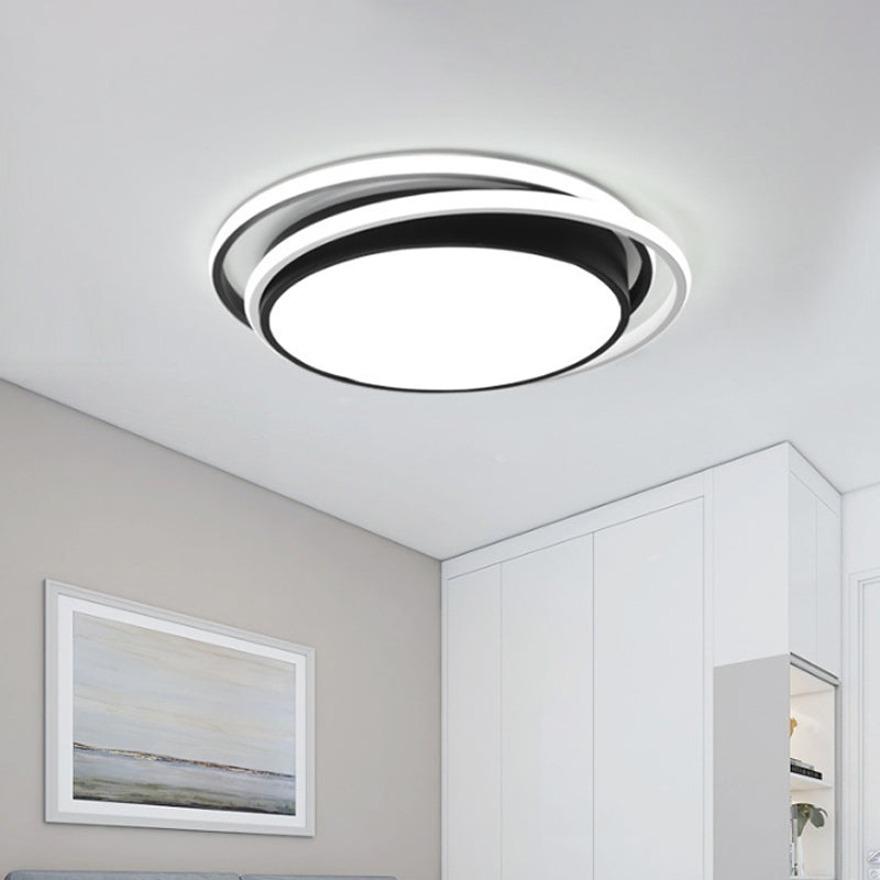 15"/19" Extra-Thin Round Flush Mounted LED Ceiling Lamp - Minimalistic Acrylic Design in Black/White/Gold
