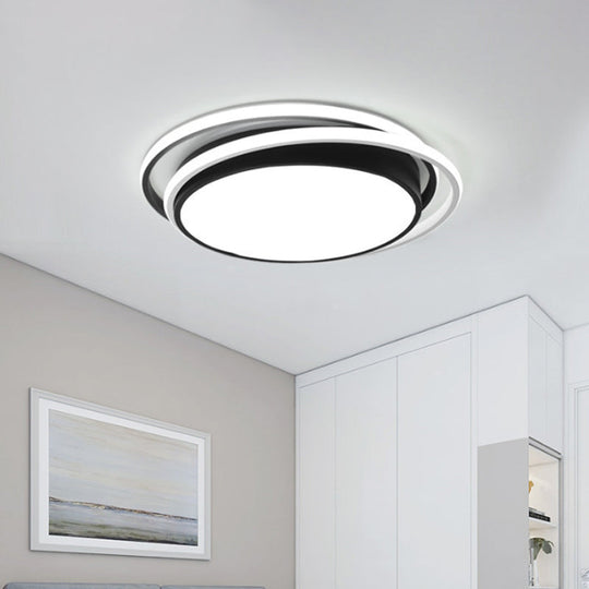 15"/19" Extra-Thin Round Flush Mounted LED Ceiling Lamp - Minimalistic Acrylic Design in Black/White/Gold
