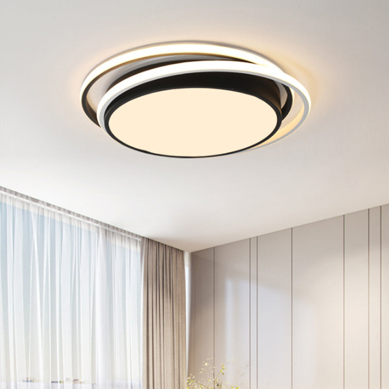 15"/19" Extra-Thin Round Flush Mounted LED Ceiling Lamp - Minimalistic Acrylic Design in Black/White/Gold