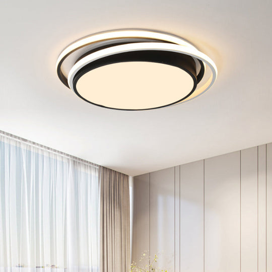 15"/19" Extra-Thin Round Flush Mounted LED Ceiling Lamp - Minimalistic Acrylic Design in Black/White/Gold