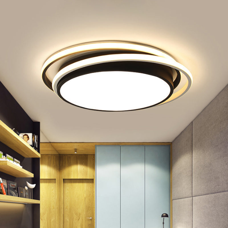 15"/19" Extra-Thin Round Flush Mounted LED Ceiling Lamp - Minimalistic Acrylic Design in Black/White/Gold