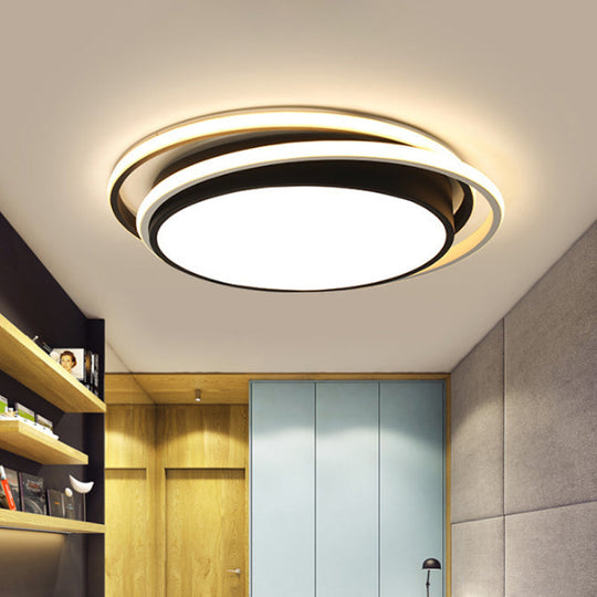 15"/19" Extra-Thin Round Flush Mounted LED Ceiling Lamp - Minimalistic Acrylic Design in Black/White/Gold