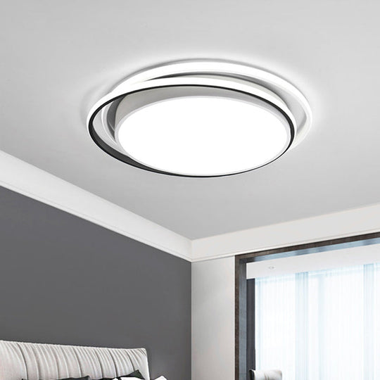 15"/19" Extra-Thin Round Flush Mounted LED Ceiling Lamp - Minimalistic Acrylic Design in Black/White/Gold