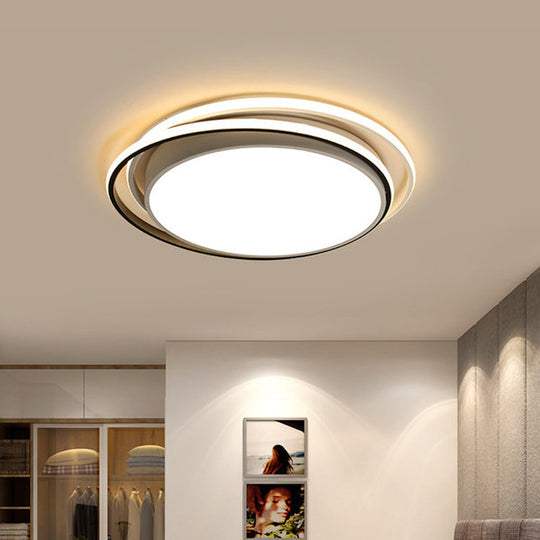 15"/19" Extra-Thin Round Flush Mounted LED Ceiling Lamp - Minimalistic Acrylic Design in Black/White/Gold