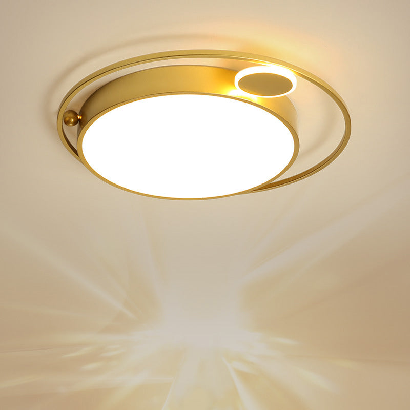 Gold Round LED Flush Mount Ceiling Light - 16.5"/20.5" Wide - Minimalistic Bedroom Lamp with 3 Color Light Options: Warm, White, Acrylic