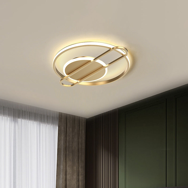 Minimalist Metallic Black/Gold LED Flush Ceiling Light - Circle/Square Shape in Warm/White Light