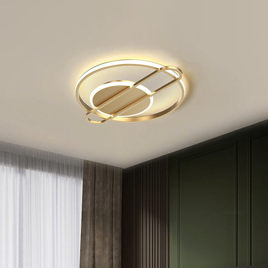 Minimalist Metallic Black/Gold LED Flush Ceiling Light - Circle/Square Shape in Warm/White Light