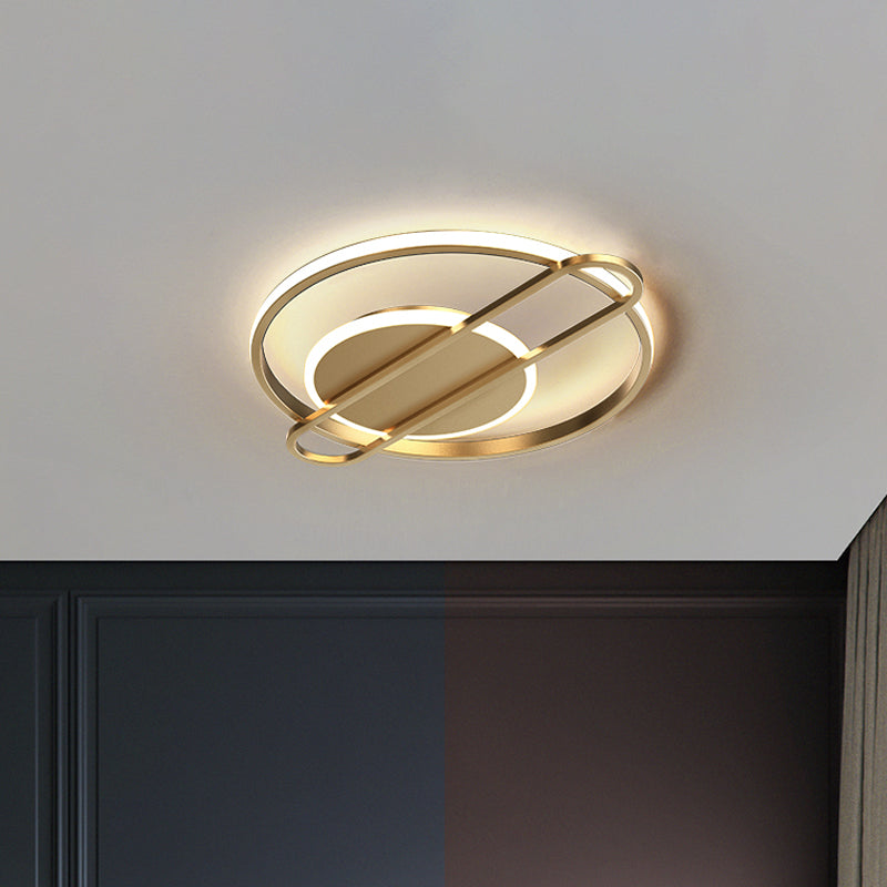 Minimalist Metallic Black/Gold LED Flush Ceiling Light - Circle/Square Shape in Warm/White Light